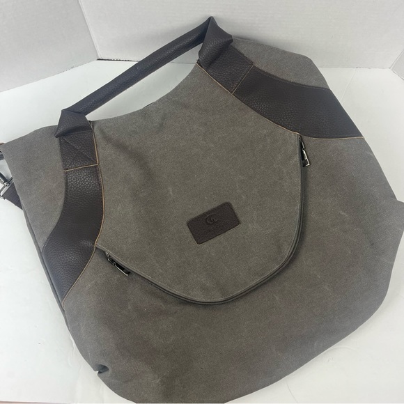 Grace Callie designs GENOVA bag in army green canvas w/leather trim-EUC - Picture 1 of 16